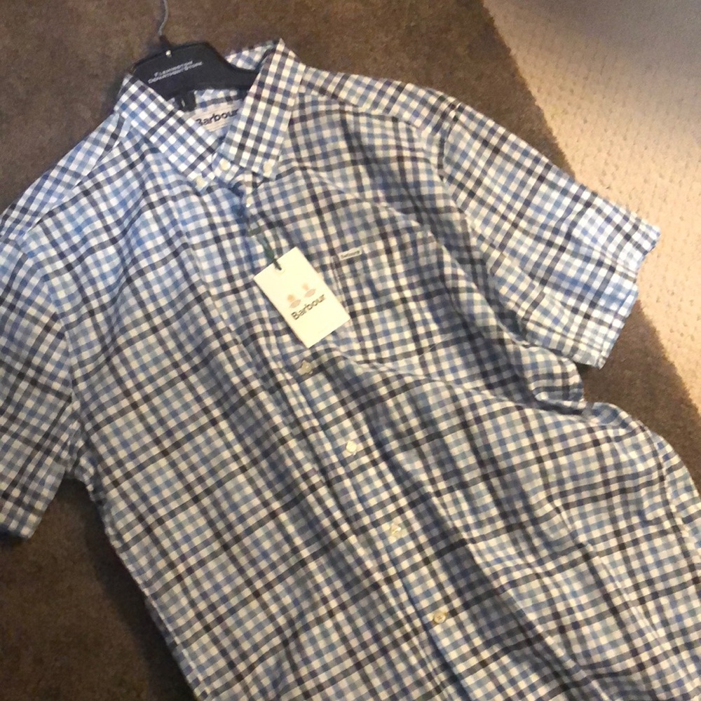 Burberry Blue Checkered Men's Shirt Barbour